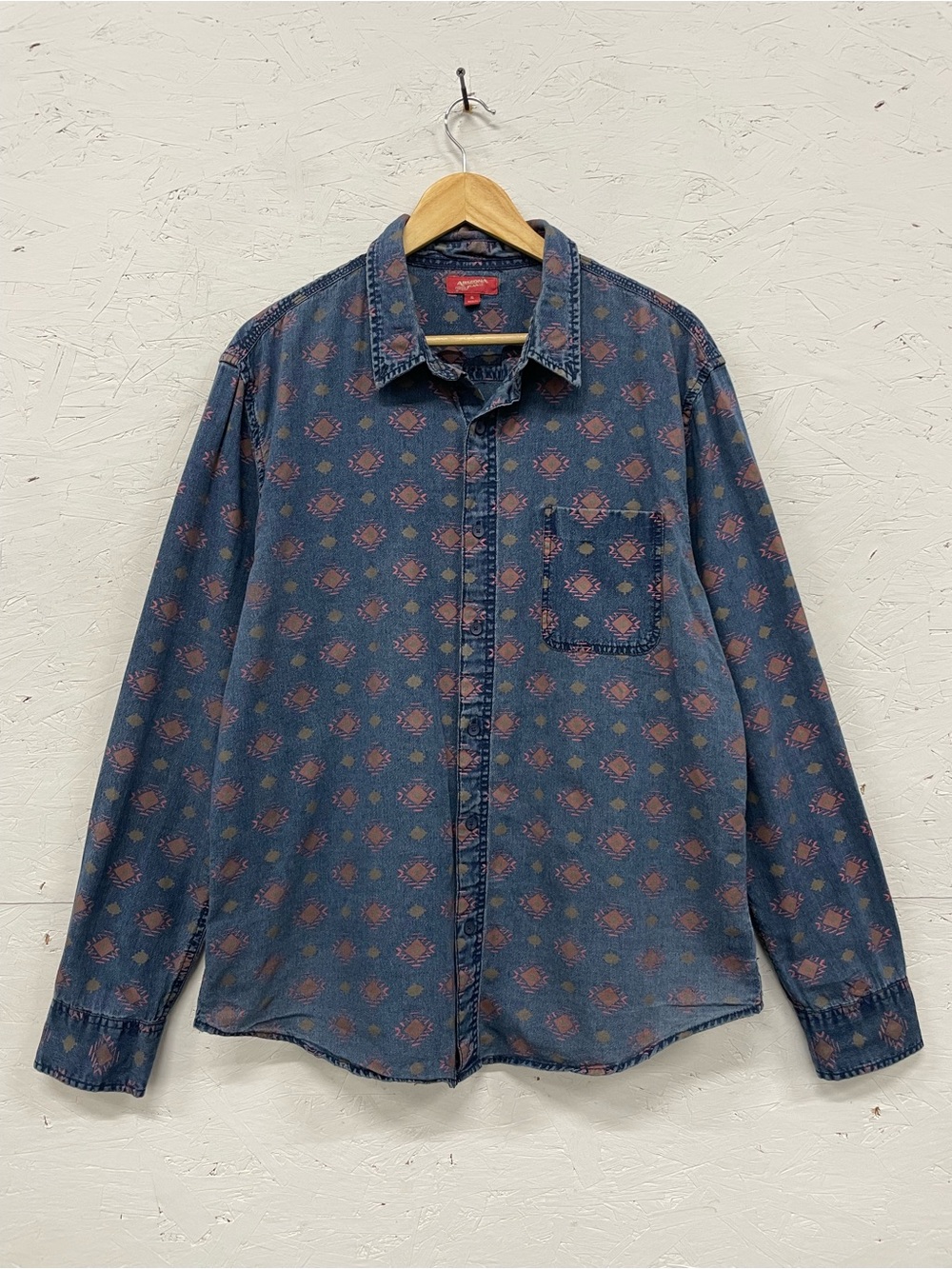 Vintage Arizona Jean Co. Southwestern Print Denim Long-Sleeve Shirt, Size XL